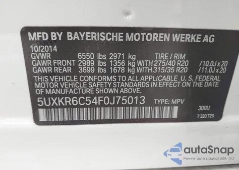 2015 BMW X5 xDrive50I из США, поврежденный, VIN 5UXKR6C54F0J75013